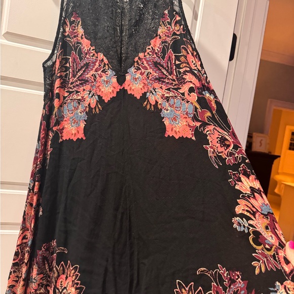 Free People Marsha Black and Pink Floral slip  Dress Medium - Picture 9 of 13